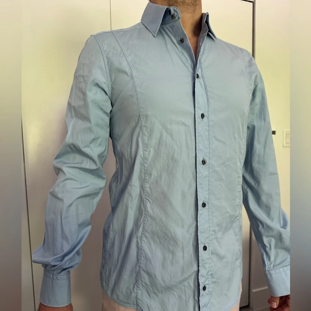 Gucci fitted Light Blue men Casual Button Down Shirt size 40 15 1/2 business